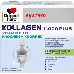 Doppelherz system Kollagen 11000 Plus Ampullen 750 ml - Unterstützt die Kollagenbildung, 11 g Kollagenhydrolysat und leckerer Waldfrucht-Geschmack, lactose- und glutenfrei
