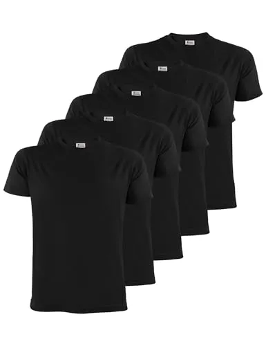 ALPIDEX Herren T-Shirts 5er Set Rundhals 100% Baumwolle Einfarbig Shirts Basic Shirt Kurzarm S M L XL XXL 3XL 4XL 5XL, Größe:XL, Farbe:Black