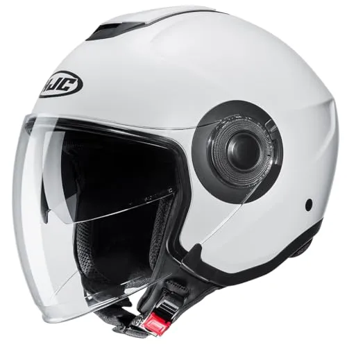 HJC i40N Solid Jethelm, Weiss, Größe S für Männer - Motorradhelm mit CAD Advanced Polycarbonate Shell für geringes Gewicht und hervorragenden Komfort. Modernes Design mit waschbaren Polstern für optimale Hygiene.