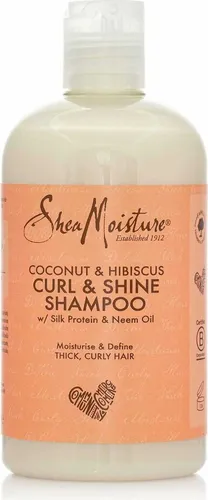 Shea Moisture Coconut & Hibiscus Curl & Shine Shampoo 384ml - Sulfatfreies Shampoo für lockiges Haar, spendet Feuchtigkeit und definiert Locken für glänzendes, gesundes Haar.