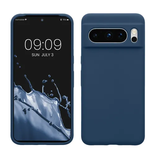 kwmobile Handyhülle für Google Pixel 8 Pro Hülle, für Pixel 8 Pro Case - Hülle Silikon - kabelloses Laden - Dunkelblau