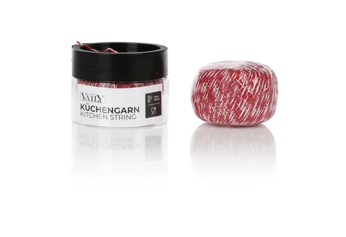Vaily Küchengarn Bratenschnur 2er Pack mit Box - Hitzebeständig & Vielseitig - Praktisches Vaily Küchengarn im Spender für sicheres Binden von Lebensmitteln. Hitzebeständig bis 200°C, ideal für gleichmäßige Garung. Perfekt für Küche, Bastelprojekte und mehr!