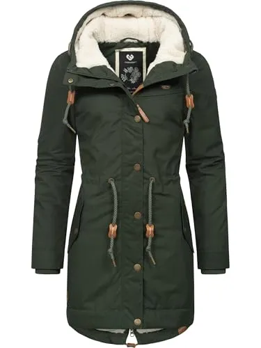 RAGWEAR Damen Winterjacke "YM-Canny", flaschengrün, Gr. 5XL - Funktionsjacke mit taillierter Passform, gefüttert mit kuscheligem Teddyfell, ideal für kalte Tage und Outdoor-Aktivitäten.