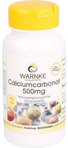 Calciumcarbonat 500 Kautabletten 100 St - Arzneimittel zur Unterstützung der Knochen- und Zahngesundheit, ideal für eine tägliche Calciumversorgung.
