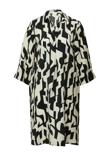 s.Oliver Blusenkleid mit All-Over Print, Gr. 36 - N-Gr, BLACK AOP N-Gr - Sommerkleider: Elegantes Blusenkleid mit sportlichem Touch, pflegeleichter Webstoff und praktischen Eingrifftaschen für den perfekten Look.