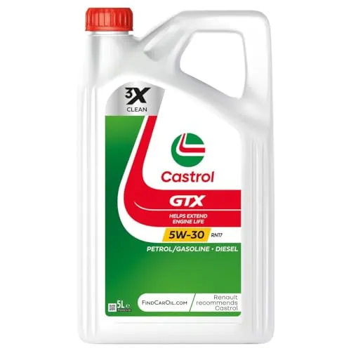 CASTROL GTX 5W-30 RN17 Motoröl 5L - Hochwertiges Synthetiköl mit ACEA C3 Spezifikation, ideal für Renault-Fahrzeuge und sorgt für optimalen Motorschutz.