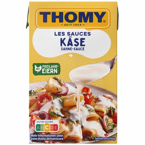 Thomy Les Käse-Sahne-Sauce 250ml - Cremige Käse-Sahne-Sauce für köstliche Gerichte, ideal zum Verfeinern von Pasta und Aufläufen, praktische 250ml Packung für den Vorrat.