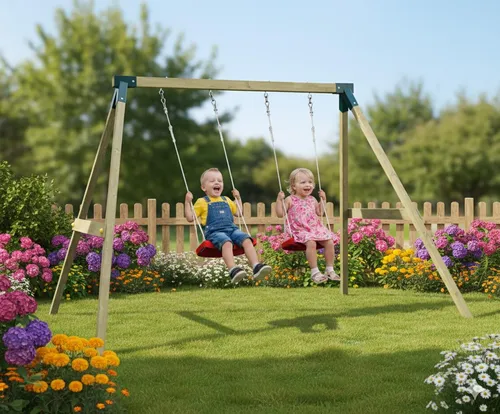 Fungoo FLY Light KDI Kinderschaukel für 2 Kinder - Erlebe doppelten Schaukelspaß mit der kompakten Fungoo FLY Light! Ideal für kleine Gärten, leicht aufzubauen und sicher verankert. Perfekt für gemeinsame Abenteuer!
