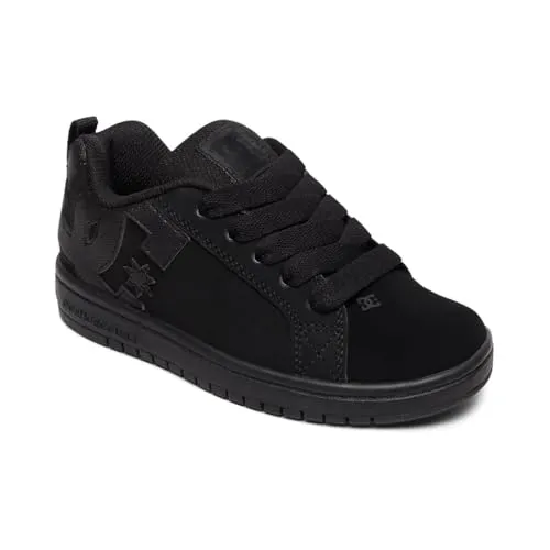 DC Shoes Court Graffik Skate Shoe - Black White, 30 EU, leichtes Design mit atmungsaktiven Belüftungslöchern und gepolstertem Kragen für optimalen Komfort