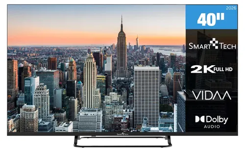Smart Tech Fernseher 40 Zoll Smart TV VIDAA - Full HD LED TV mit Triple-Tuner - Erleben Sie brillante Full HD-Bilder auf dem 40 Zoll Smart TV. Mit integriertem Triple-Tuner für vielseitigen Empfang und Zugriff auf zahlreiche Streaming-Apps bietet dieser Fernseher grenzenlosen Entertainment-Spaß.