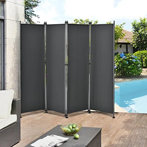 pro.tec Outdoor Trennwand 'Modica' 170 x 215cm - Effektiver Sichtschutz für den Garten - Gartensichtschutz mit einfacher Montage, robustem pulverbeschichtetem Stahlgestell und wetterfestem Polyester. Ideal für mehr Privatsphäre und stilvolle Gestaltung im Außenbereich.
