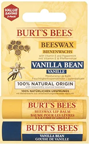 Burt's Bees Lippenbalsame, Hervorragendes Preis-Leistungs-Verhältnis mit dem Doppelpack bestehend aus zwei der beliebsten, 100% natürlichen