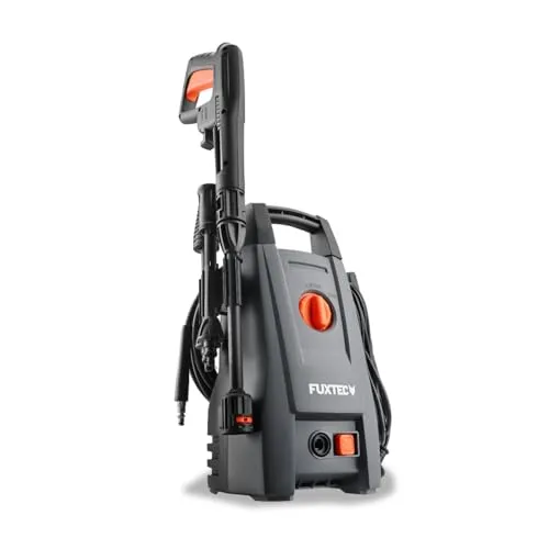 FUXTEC Hochdruckreiniger FX-HDR1400 - Hochdruckreiniger mit 1400 Watt und 110 bar Druck, ideal für effektive Reinigung von Gartenmöbeln und Terrassen. Kompakt, leicht und mit verstellbarer Sprühdüse für punktgenaues Arbeiten.