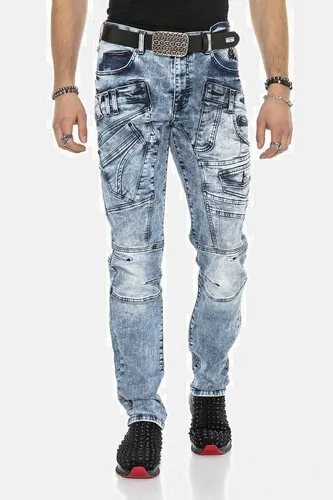 Cipo & Baxx Regular-fit-Jeans DENIM bequeme Jeans mit coolen Ziernahtelementen, CD598
