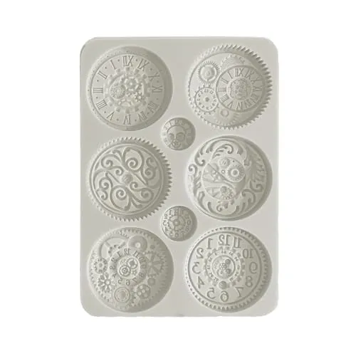 Stamperia - Silicon Mould A5 for Scrapbooking, Bullet Journals and More, Clocks, Non-Stick Surface, Suitable for Air-Dry Clay, Resin, and More, Perfect for Crafts and Gifting (Brocante Antiques)