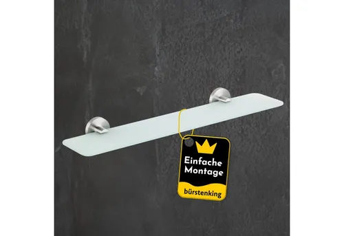 Bürstenking Duschablage 52 cm – Elegante Glasablage für Ihr Badezimmer - Praktische 52 cm Glasablage mit satiniertem Glas und rostfreiem Edelstahl. Ideal für Kosmetik und Pflegeprodukte. Schaffen Sie stilvollen Stauraum und Ordnung in Ihrem Bad!