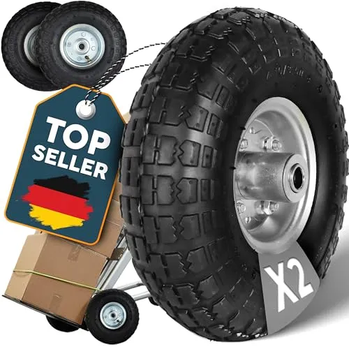 FROSAL Luftrad Bollerwagen Ø 260 mm 4.10/3.50-4 | Ersatzrad für Sackkarre - Luftbereifung, max. Belastbarkeit 136 kg, einfaches Wechseln dank trennbarer Stahlfelge und Kugellager für Achsen mit 16 mm Durchmesser.