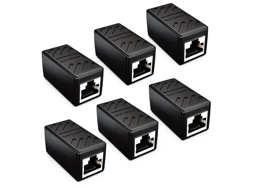 deleyCON deleyCON 6x CAT6 Patchkabel Koppler Modular Geschirmt 2x RJ45 Buchse Netzwerk-Adapter