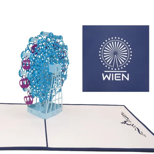 Cologne Cards | Pop-Up Karte „Wien – Riesenrad – Wiener Prater“ - 3D Grußkarte als Österreich Souvenir, Geschenkgutschein, Einladungskarte & Gutschein zur Städtereise