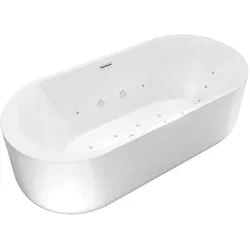 AcquaVapore Whirlpool-Badewanne F26 170x80cm - Freistehende Badewanne mit Whirlpool-Funktion, aus hochwertigem Sanitäracryl, bietet Entspannung und Komfort für bis zu 120 kg, ideal für Ihr Badezimmer.