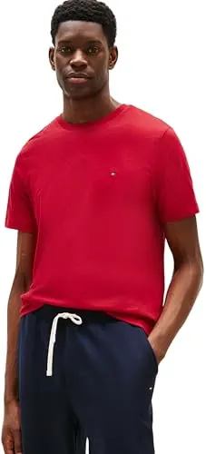 Tommy Hilfiger T-Shirt ESSENTIAL REGULAR FIT SOLID – Casual Rundhalsshirt in Rot - Hochwertiges T-Shirt aus 100% Baumwolle für lässige Looks. Bequeme Passform in Größe XL mit Rundhalsausschnitt und stilvollem Markenlabel.