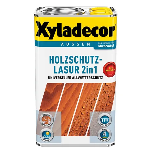 Xyladecor Holzschutz-Lasur Walnuss 750 ml – Universeller Allwetter-Schutz - Holzlasuren für außen, schützt bis zu 4 Jahre vor Nässe und UV-Strahlung, dringt tief ins Holz ein und blättert nicht ab. Ideal für Pergolen, Zäune und Gartenhäuser.