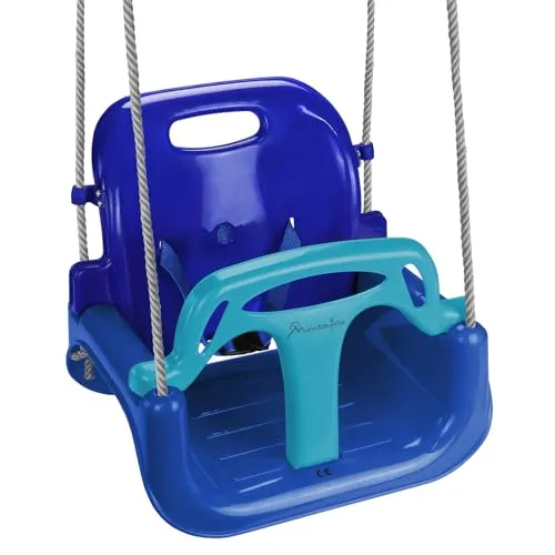 Montafox Babyschaukelsitz – Verstellbare Kinderschaukel für alle Altersstufen - Verstellbare 3-in-1 Kinderschaukel für Kinder von 5 Monaten bis 6 Jahren. Mit Sicherheitsgurt und T-Lenker für sicheren Halt. Hergestellt aus langlebigem, wetterbeständigem Kunststoff für Innen- und Außenbereich.