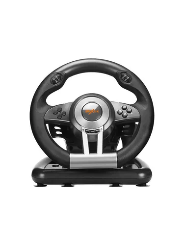 Gaming Wheel PXN-V3 für PC, PS3, PS4, Xbox One & Switch - Gaming-Zubehör mit 180-Grad-Drehbereich, integriertem Schaltknüppel und stabiler Halterung für ein realistisches Rennerlebnis auf mehreren Plattformen.