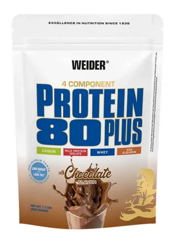 Weider Protein 80 Plus - 2000g Beutel Chocolate - Sportnahrung mit hochwertigem Mehr-Komponenten Protein, reich an BCAA's für optimalen Muskelaufbau und in leckerem Schokoladengeschmack.