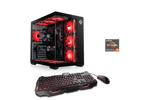 CSL PC "Vitrum Advanced V24472" mit Windows 11, 16 GB RAM, 500 GB SSD, schwarz - Leistungsstarker Desktop-Computer für alle Anwendungen. Mit AMD Ryzen 5 Prozessor und schneller SSD für schnelles Arbeiten und Spielen. Inklusive Tastatur und Maus.