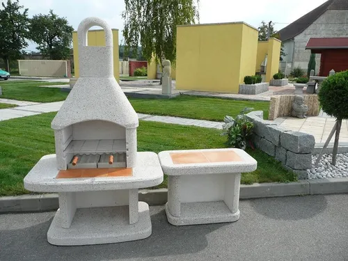 Wellfire Gartengrillkamin SIESTA Weiß inkl. Beistelltisch ohne Tür 185x220x73cm