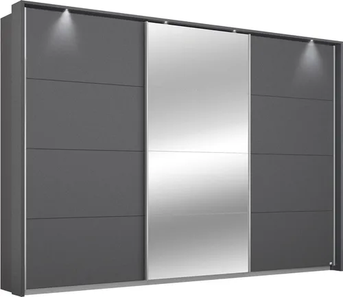 RAUCH Kleiderschrank CORTONA mit Passepartout, grau, 278cm - Kleiderschrank in graumetallic mit 3 Schwebetüren, inkl. 2 Boxen und variabler Inneneinteilung. Langlebiges Design von rauch ORANGE für optimalen Stauraum.