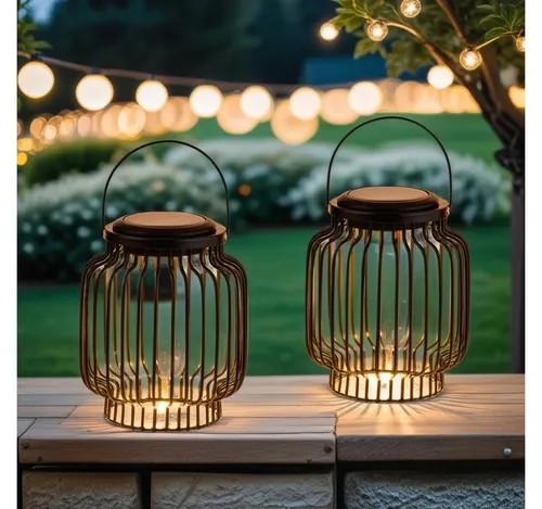 Marrakesch Orient & Mediterran Interior LED Solarleuchte 2er Set - Skandinavische Solarlaterne für Balkon und Garten, energieeffizient und schafft eine gemütliche Atmosphäre im Freien.