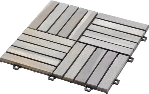 iWerk Holzfliese Akazie Stone 30 x 30 cm - 10 Stück - Fliesen aus Akazie, robust und wetterfest, ideal für Terrasse und Garten