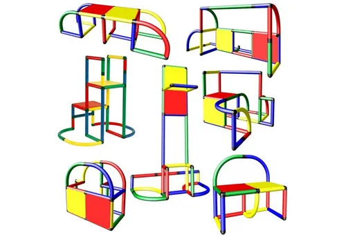 move and stic Klettergerüst Grundbaukasten STARTER - Klettergerüst aus recyclebarem Kunststoff, 137 tlg. Spar-Set, umbaubar und erweiterbar, ideal für kreative Spielburgen und sicheres Spielen im Freien.
