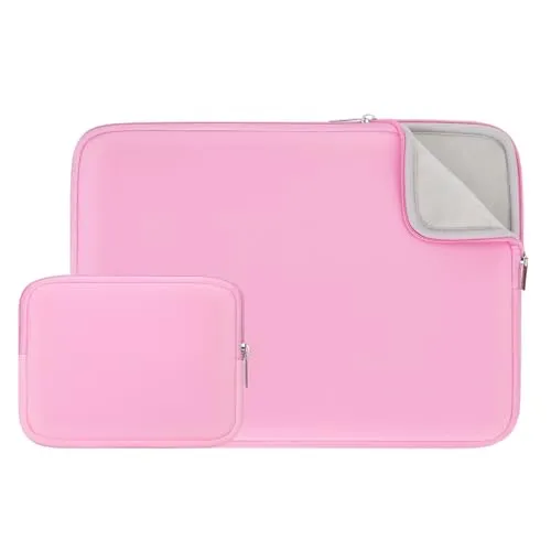 RAINYEAR 15 Zoll Laptoptasche Kompatibel mit 15,4 Zoll MacBook Pro Touch Bar für Modell A1938 A1707 A1990, Flauschiges Futter Schutzhülle mit Zubehörtasche (Rosa, Aktualisierte Version)