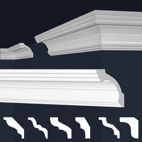 marbet design Stuckleiste E-38 - 30 Meter XPS Styropor Deckenleisten - Elegante Deckenleisten aus hochwertigem XPS Styropor, feuchtigkeitsbeständig und einfach zu montieren, ideal für stilvolle Inneneinrichtungen.