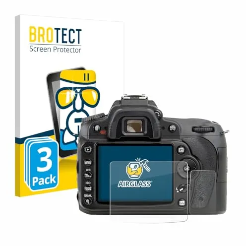 BROTECT 3 Stück Schutzglas für Nikon D90 Schutzfolie Panzer Folie Glas Displayschutz Made in Germany [Kratzfest 9H, Anti-Fingerprint,Transparent]