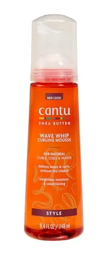 Cantu Wave Whip Curling Mousse – tief eindringende Pflegebehandlung – spendet intensive Feuchtigkeit – macht das Haar weich und griffig – für geschädigtes, trockenes oder raues Haar – 248 ml