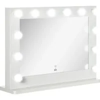 HOMCOM Hollywood Spiegel mit Beleuchtung - Tischspiegel mit 12 dimmbaren LED-Lampen und Touchschalter, 80 x 60 cm, für eine klare Sicht beim Schminken und Ankleiden, ideal für Schlafzimmer und Umkleide.