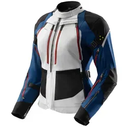 Rebelhorn Hardy 3.0 Damen Motorrad Textiljacke, grau/blau/rot, L - Die Rebelhorn Hardy 3.0 ist eine wasserdichte Damen Motorradjacke für jedes Wetter. Mit herausnehmbarer Thermoweste und robustem Material bietet sie Flexibilität und Komfort bei Fahrten in wechselnden Bedingungen.