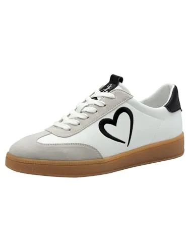 MARCO TOZZI Damen Sneaker flach mit Schnürsenkeln, Weiß (White/Black), 37 EU - Damen-Sneaker mit softiger Feel me Sohle für ein wolkenähnliches Laufgefühl. Hochwertige Materialien und optimale Passform garantieren Stil und Komfort.