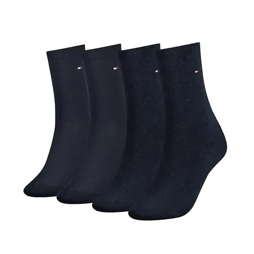 Tommy Hilfiger Damen Classic Socken, Marineblau, 39-42 EU - Sportsocken aus gekämmter Baumwolle für ein weiches Tragegefühl, mit handgekettelt scheuerfreier Zehe und ikonischer Tommy-Flagge im Multipack.