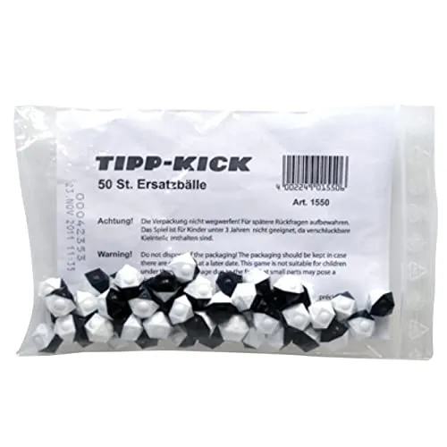 TIPP-KICK Ersatzbälle, 50 Stück I Original Zubehör Spiel I Ersatzteile I Schwarz/Weiß