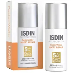 ISDIN Fotoprotector Fusion Water Magic Repair Creme - Sonnenpflege mit LSF 50, bietet effektiven UV-Schutz und bekämpft Falten. Ideal für alle Hauttypen, besonders leicht und nicht komedogen.