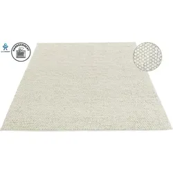 LeGer Home by Lena Gercke Wollteppich Ainhoa, handgewebt, beige 80 x 150 cm - Eleganter, handgewebter Wollteppich in beige für ein gemütliches Zuhause. Mit einer Höhe von 12 mm ist er nicht nur weich, sondern auch strapazierfähig und sorgt für eine angenehme Wohnatmosphäre.