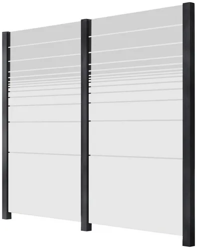STAKET PRO Zaun, Sicht- und Windschutz mit Glas - Eleganter Glaszaun im Set für optimalen Sicht- und Windschutz. Mit zwei stilvollen Gläsern und robusten Aluminium-Pfosten in Anthrazit. Ideal für Ihren Garten!