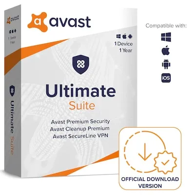 Avast Ultimate (1-Device) - 1 Jahr (IS, VPN, Cleanup) [PC/MAC] - Avast Ultimate: Umfassender Schutz für Ihre Geräte. Mit VPN für sicheres Surfen, Cleanup für mehr Speicherplatz und Echtzeitschutz vor Bedrohungen. Ideal für sorgenfreies Online-Shopping.