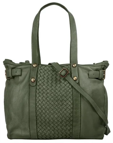 Samantha Look Shopper Damen 019564 dunkelgrün - Handtasche im Vintage-Look aus 100% Rindleder, geräumiges Hauptfach mit Reißverschluss und flexible Tragemöglichkeiten für jeden Anlass.