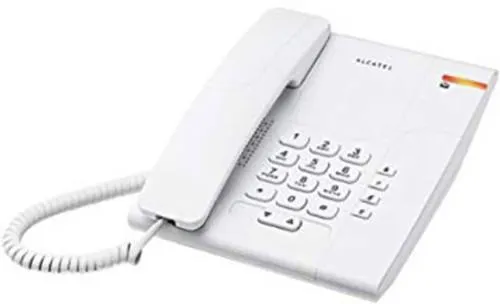 Alcatel Temporis 180 Blanc Schnurgebundenes Telefon - Festnetztelefon mit Stummtaste für vertrauliche Rückfragen und praktischer Leuchtanzeige für wartende Nachrichten – ideal für den Einsatz im Büro.